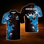 Custom Team Yellow Star Bowling Polo Shirts For Men, Custom Bowling Team Shirts