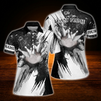 Custom Team Black And White Ladies Bowling Polo Shirts, Custom Bowling Team Shirts Women