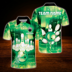 Custom Team Blue Bowling Polo Shirts For Men, Custom Bowling Shirts