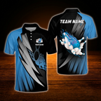 Custom Flame Purple Black Bowling Polo Shirts Mens, Custom Flame Bowling Team Shirts