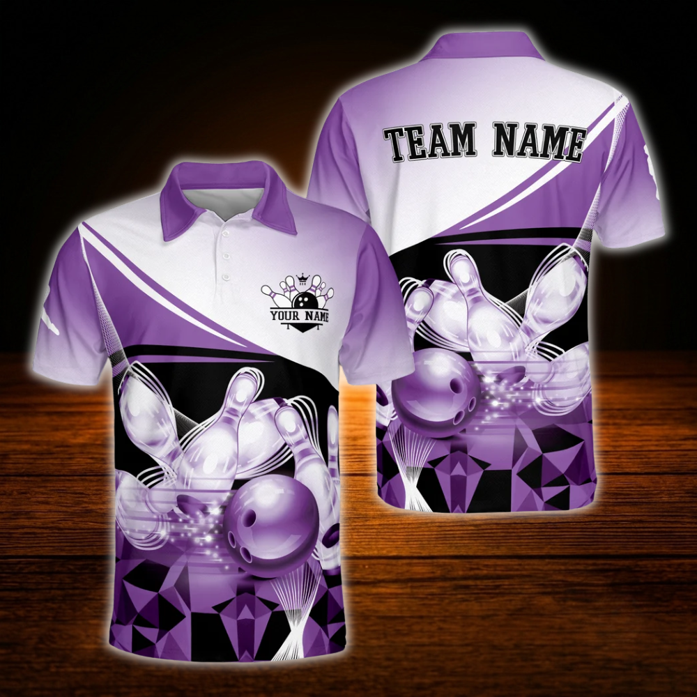 Custom Team Pink Polo Bowling Shirts For Men, Custom Team Bowling Shirts