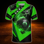 Custom 8 Ball Blue Thunder Billiard Polo Shirt Men, Custom 8 Ball Billiard Team Shirt