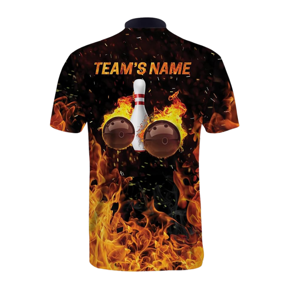 Custom Flame Bowling Jersey Shirts For Men, Custom Flame Bowling Team Shirts BZ0309