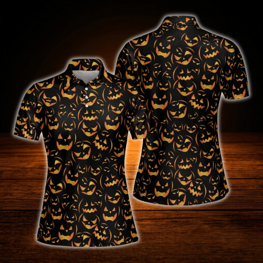 Halloween Black And Yellow Golf Polo Shirt For Women, Halloween Golf Shirt