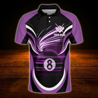 Custom 8 Ball Red Black Billiard Polo Shirt Men, Custom Team Billiard Shirt