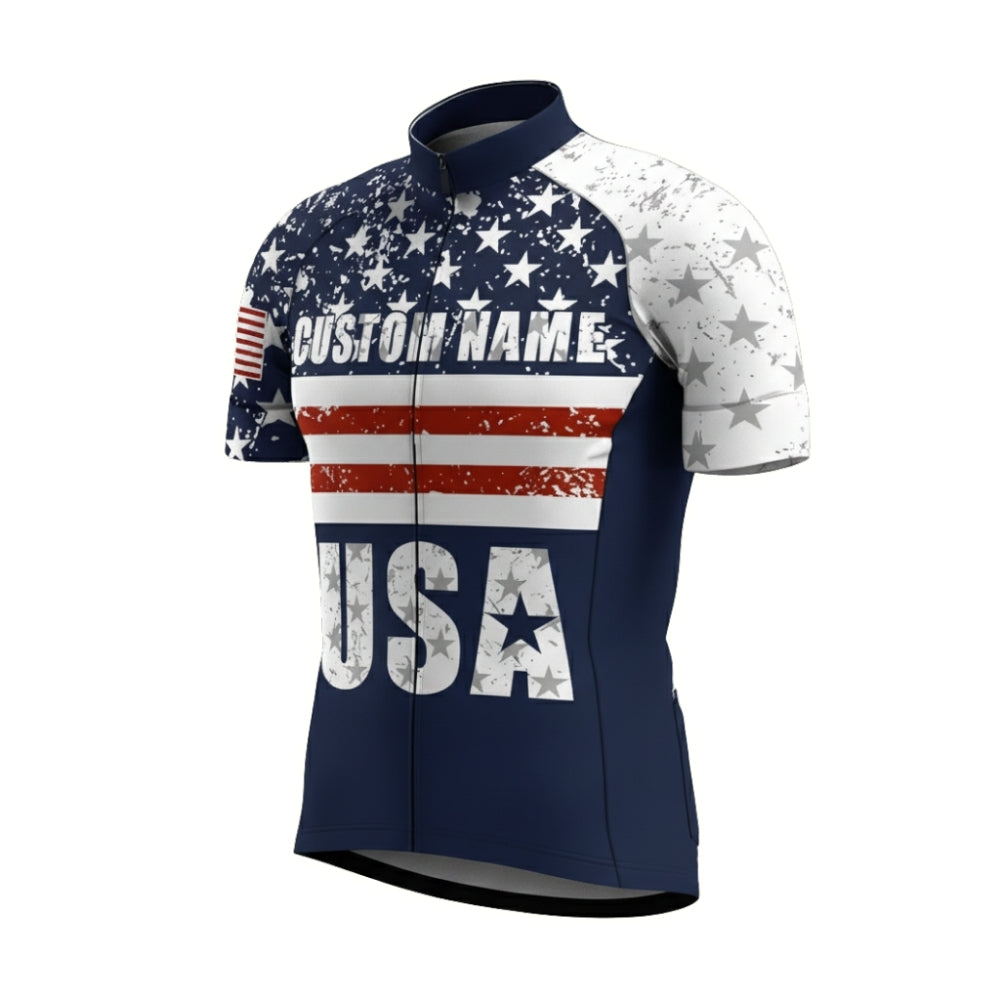 Custom USA Flag Short Sleeve Cycling Jersey For Mens, Custom Patriotic Cycling Jersey CZ0055