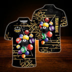 Custom Team Gold Striped Billiard Polo Shirt For Men, Custom Billiard Shirt Gold Black