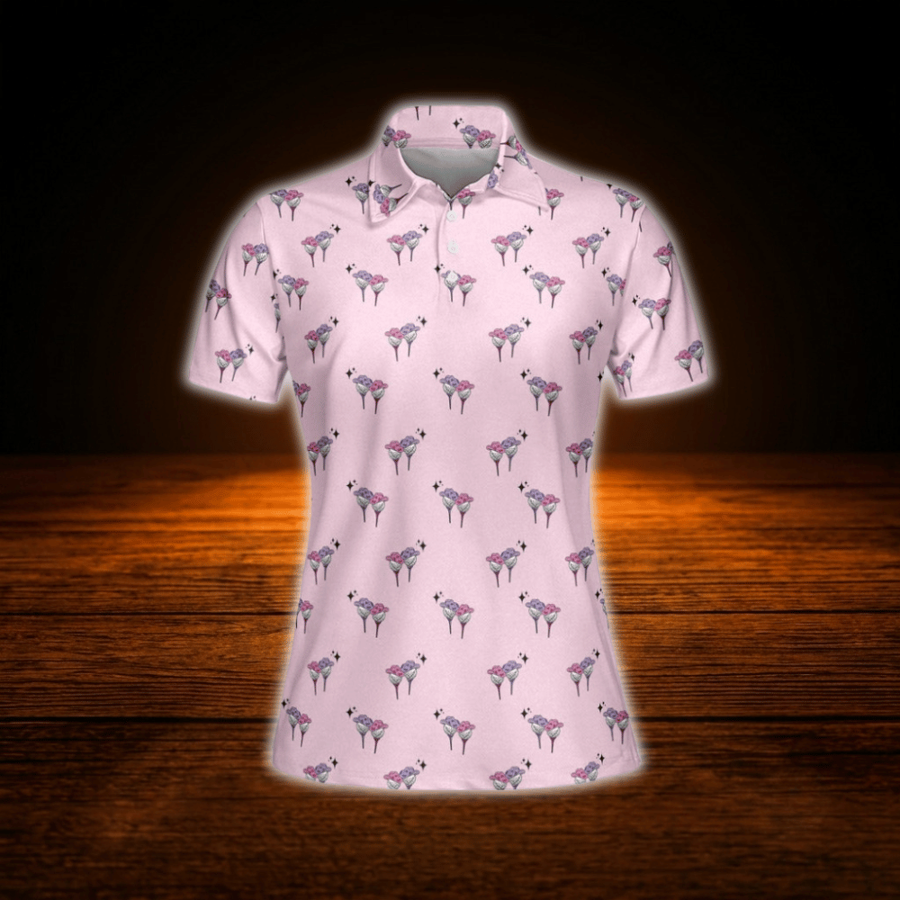 Cowgirl Pink Women Polo Golf Shirts, Western Golf Shirt For Ladies