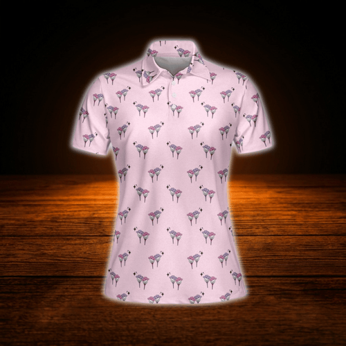 Cowgirl Pink Women Polo Golf Shirts, Western Golf Shirt For Ladies