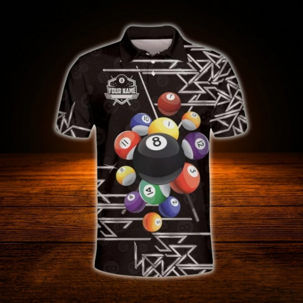 Custom Team Gold Striped Billiard Polo Shirt For Men, Custom Billiard Shirt Gold Black