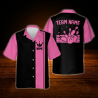 Cyan Black Custom Vintage Bowling Hawaiian Shirt, Custom Team Vintage Bowling Shirt