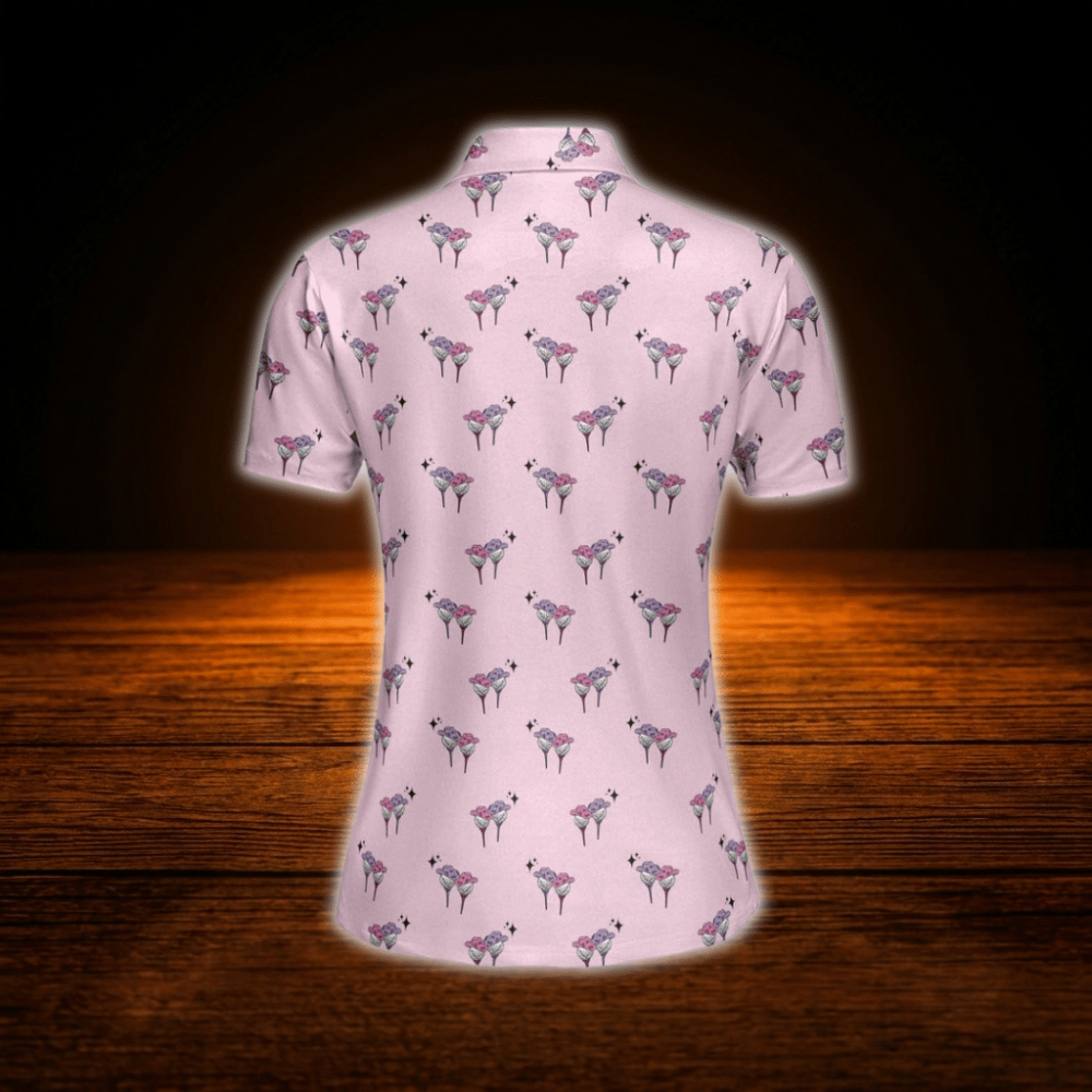 Cowgirl Pink Women Polo Golf Shirts, Western Golf Shirt For Ladies