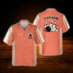 Custom Vintage Blue Bowling Hawaiian Shirt Men, Custom Team Vintage Bowling Shirt