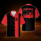 Cyan Black Custom Vintage Bowling Hawaiian Shirt, Custom Team Vintage Bowling Shirt