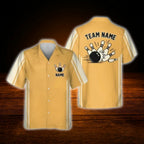 Custom Vintage Blue Bowling Hawaiian Shirt Men, Custom Team Vintage Bowling Shirt