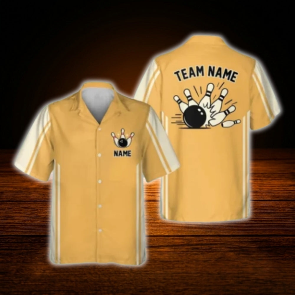 Custom Vintage Blue Bowling Hawaiian Shirt Men, Custom Team Vintage Bowling Shirt