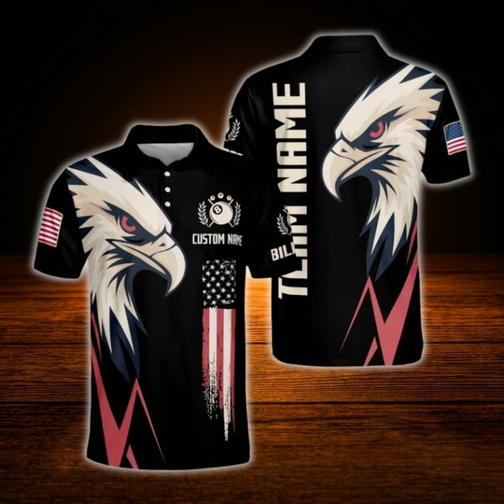 Custom Eagle Billiard Polo Shirt For Men, Custom Eagle Billiard Team Shirt