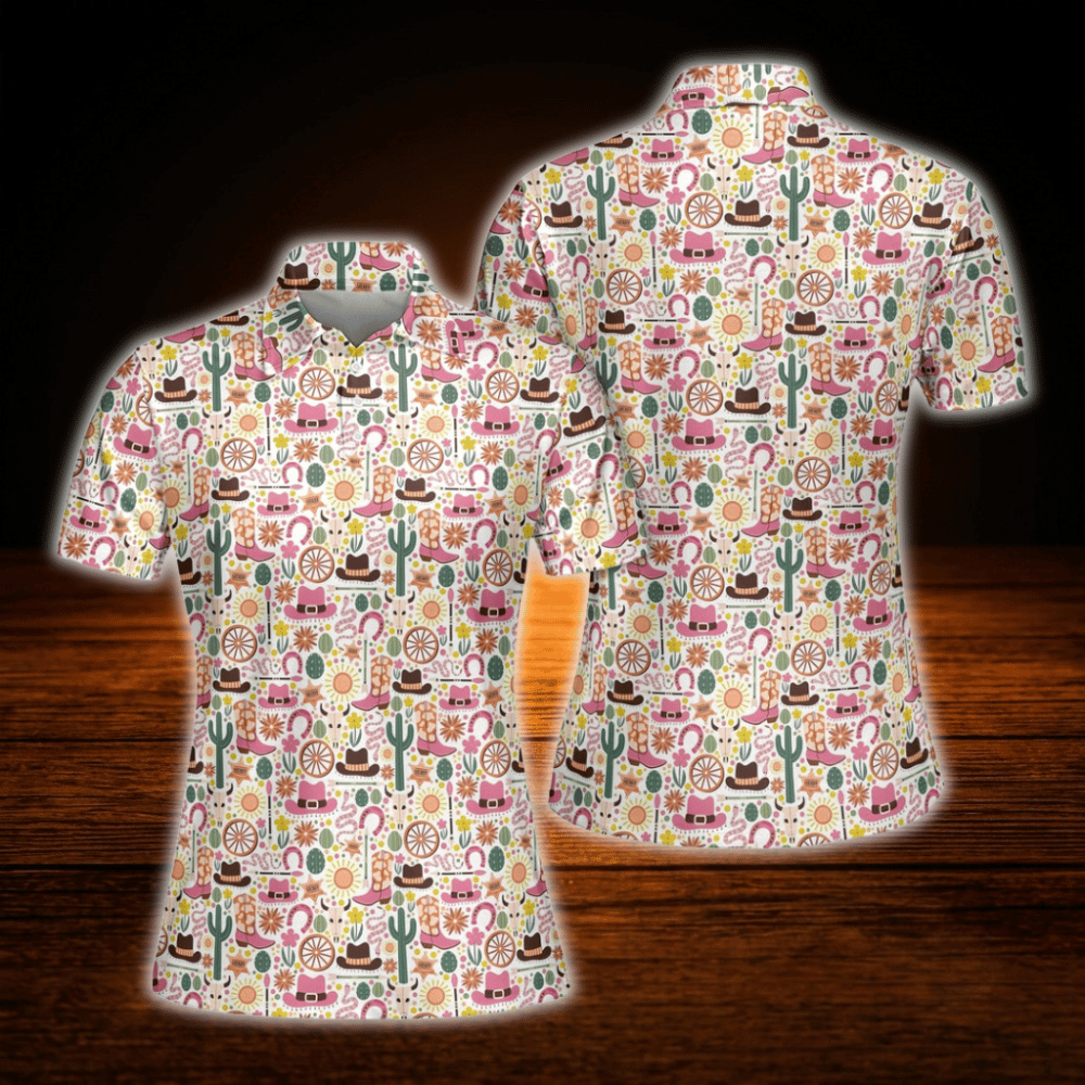 Cactus Cowgirl Women's Golf Polo Shirt, Western Golf Shirt Women