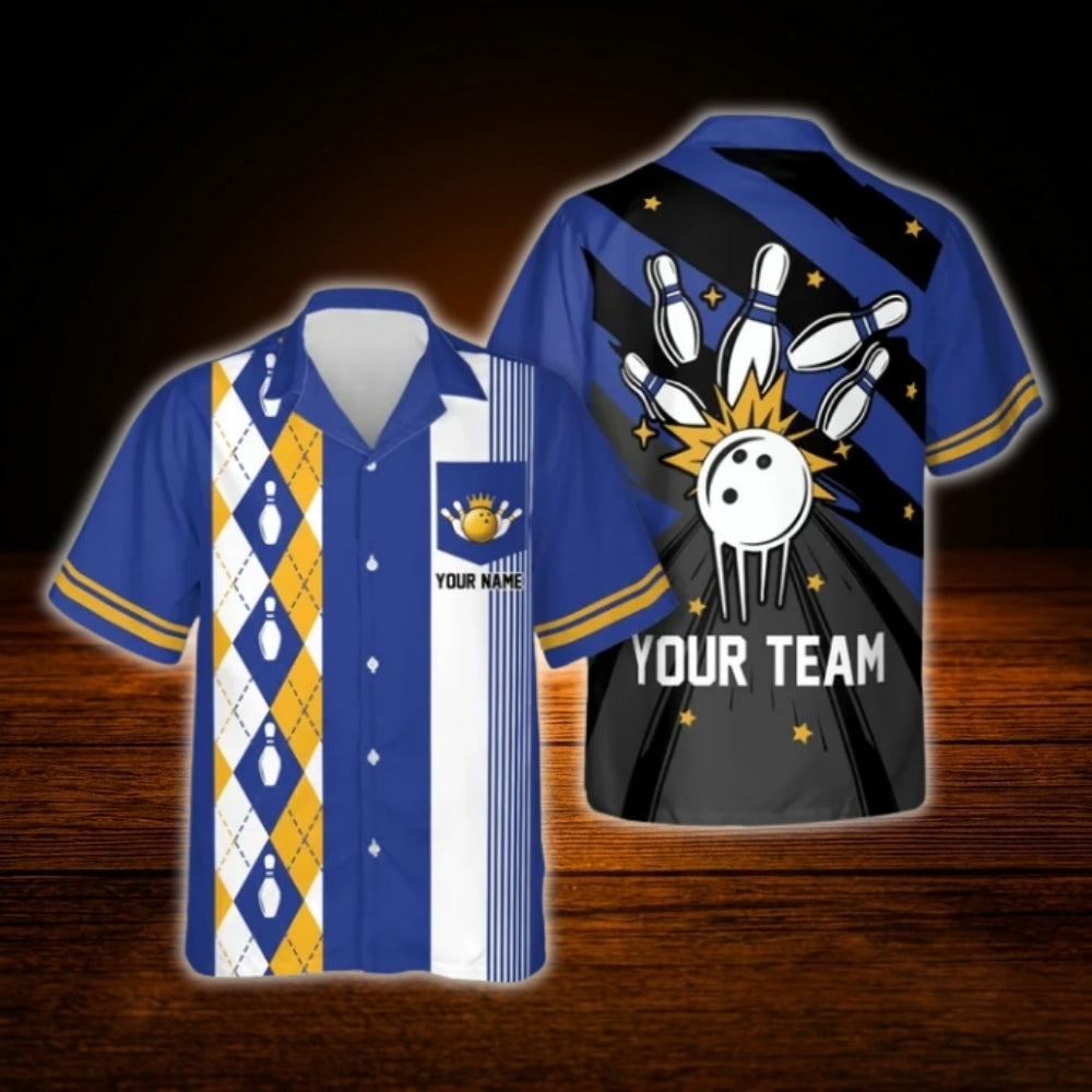 Custom Retro Green Bowling Hawaiian Shirt, Custom Team Bowling Shirt Retro