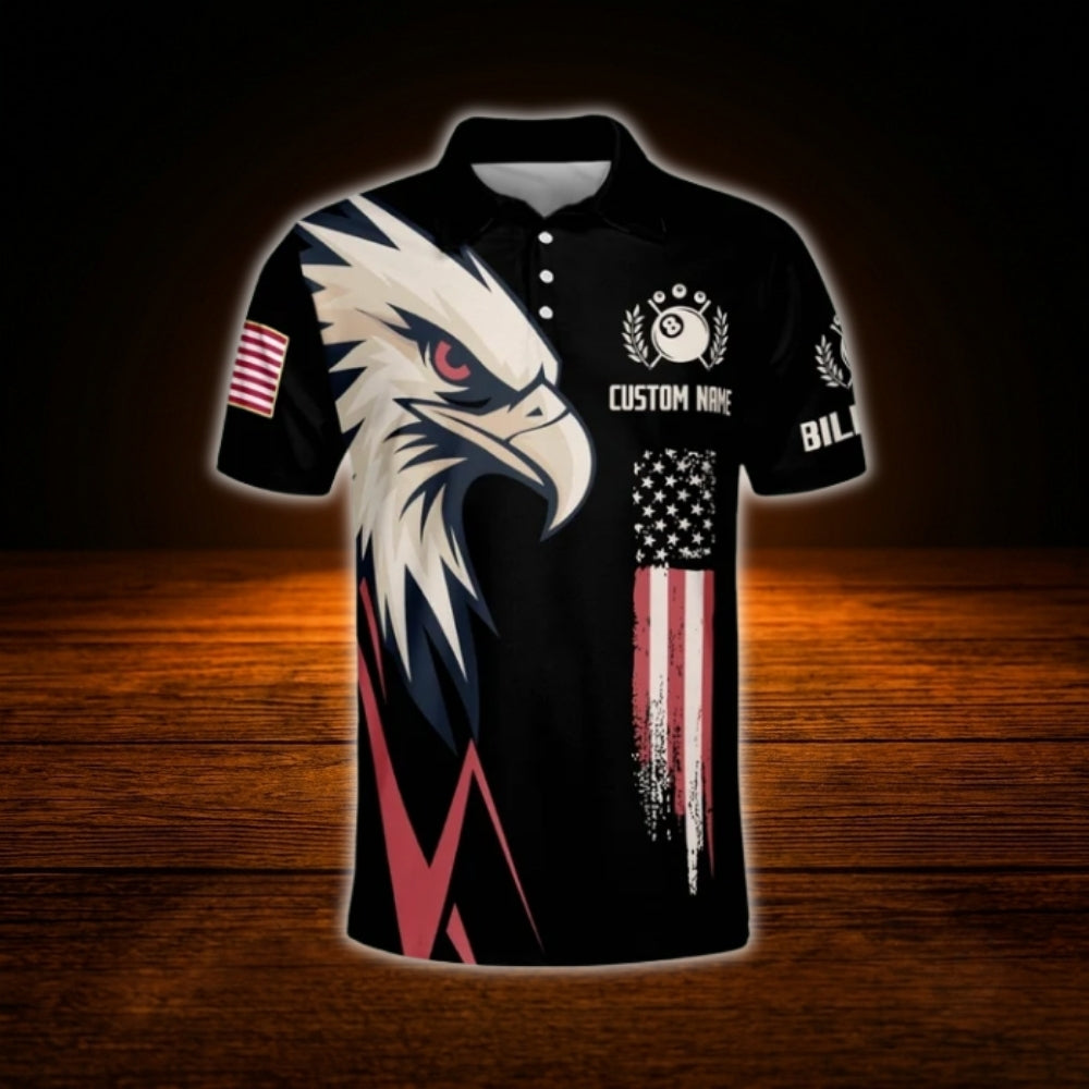 Custom Eagle Billiard Polo Shirt For Men, Custom Eagle Billiard Team Shirt