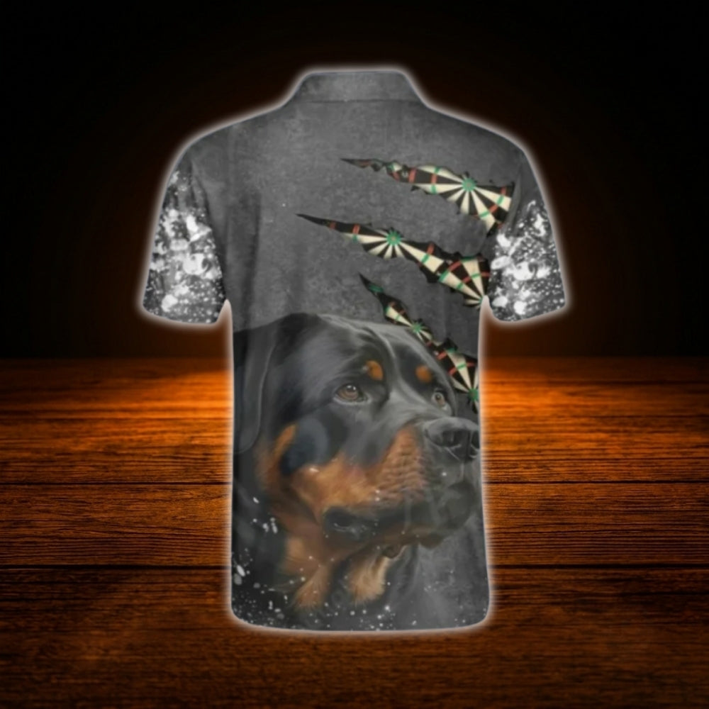 Custom Rottweiler Dart Polo Shirt For Men, Custom Rootweiler Dog Darts Shirt