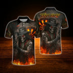 Custom Skeleton Fire Darts Men Polo Shirt, Custom Skull Dart Team Shirt