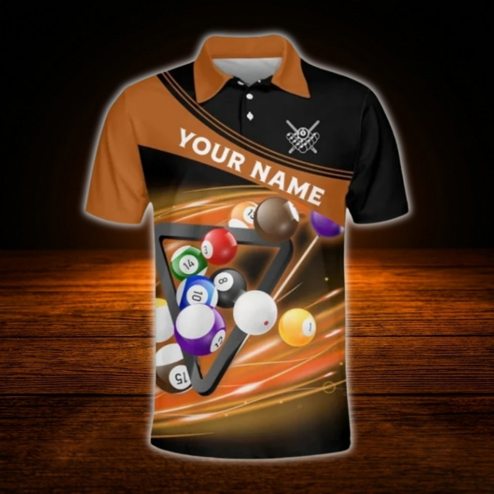 Custom Team Blue Black Billiard Polo Shirt For Men, Custom Billiard Team Shirt
