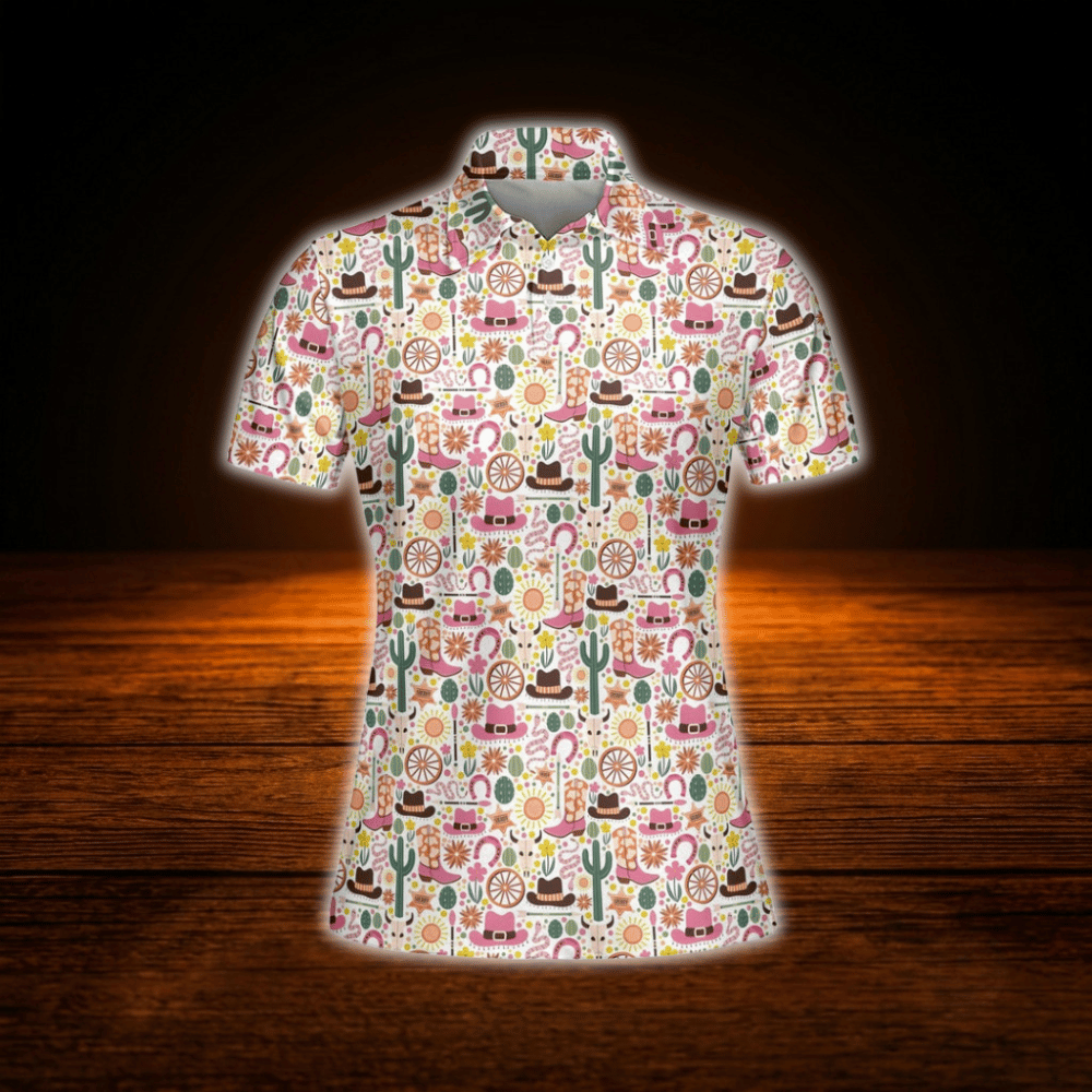 Cactus Cowgirl Women's Golf Polo Shirt, Western Golf Shirt Women