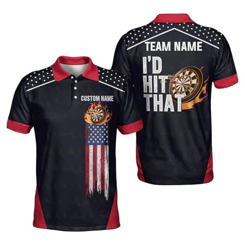 Custom I'd Hit That Darts Polo Shirt For Men, Custom Funny Darts Team Shirts DZ0007