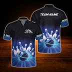 Custom Team Blue Lightning Bowling Jersey, Custom Team Bowling Shirt
