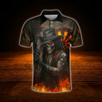 Custom Skeleton Fire Darts Men Polo Shirt, Custom Skull Dart Team Shirt