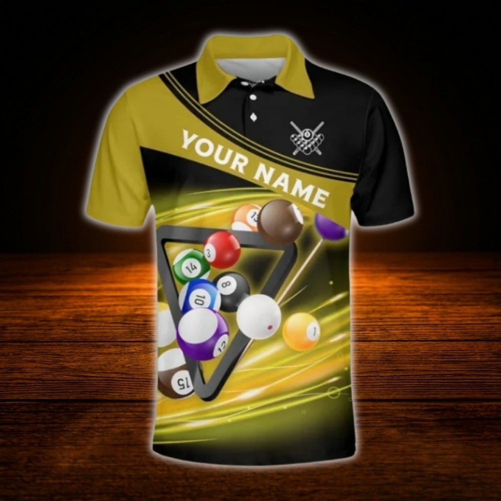 Custom Team Blue Black Billiard Polo Shirt For Men, Custom Billiard Team Shirt