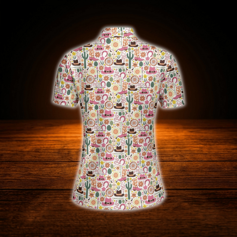 Cactus Cowgirl Women's Golf Polo Shirt, Western Golf Shirt Women