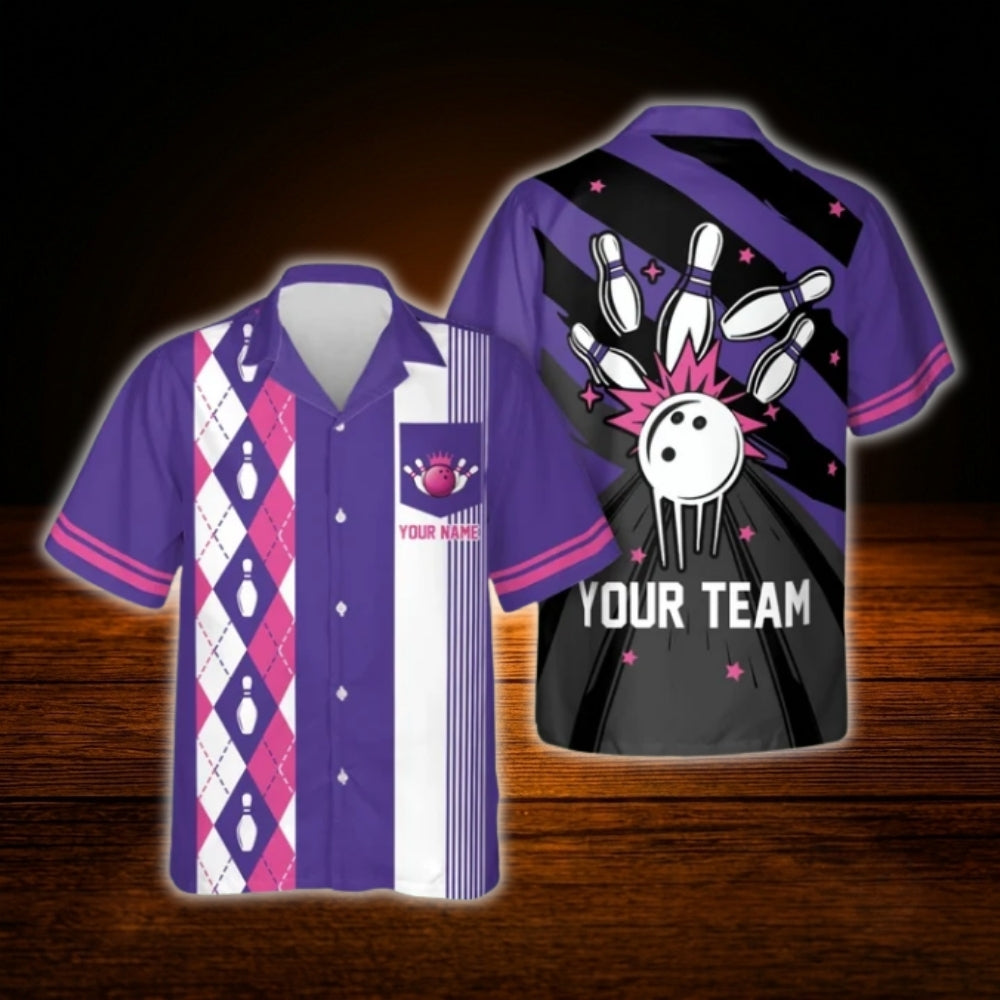 Custom Retro Green Bowling Hawaiian Shirt, Custom Team Bowling Shirt Retro