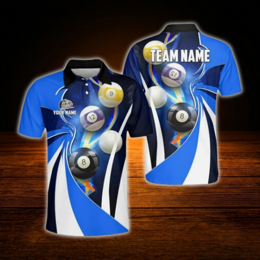 Custom Team Green White Billiard Polo Shirt, Men's Custom Billiard Shirt