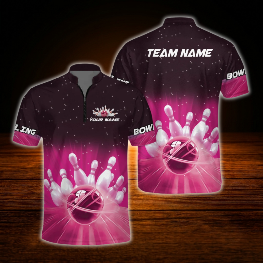 Custom Team Blue Lightning Bowling Jersey, Custom Team Bowling Shirt