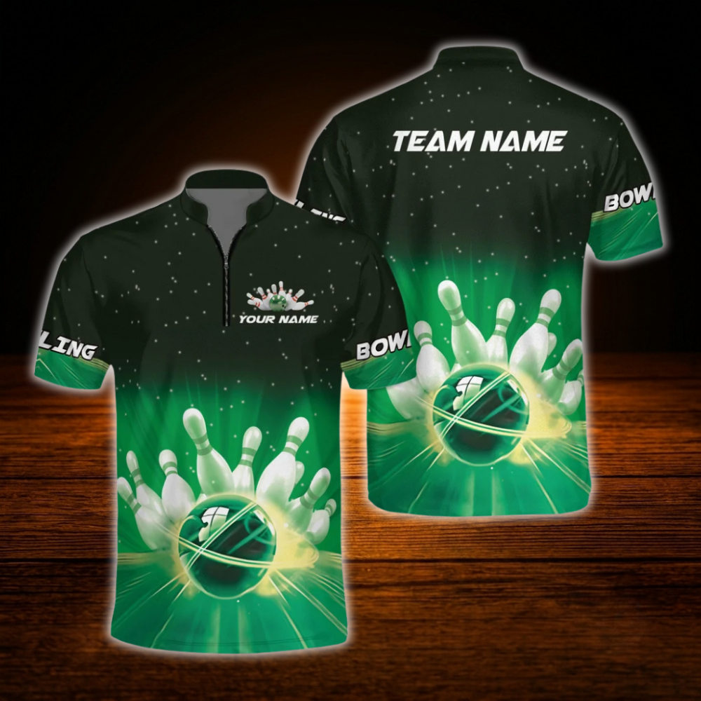 Custom Team Blue Lightning Bowling Jersey, Custom Team Bowling Shirt