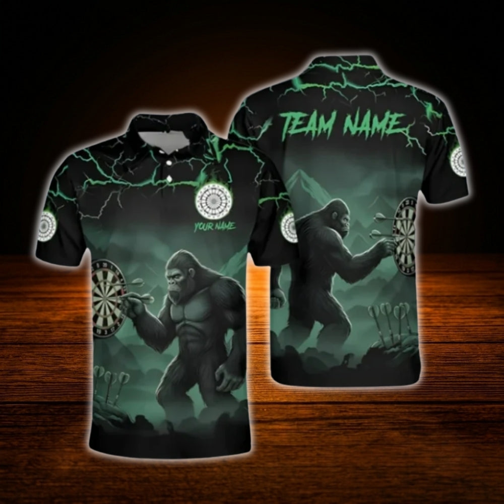 Bigfoot Thunder Custom Mens Dart Polo Shirt, Custom Sasquatch Darts Team Shirt