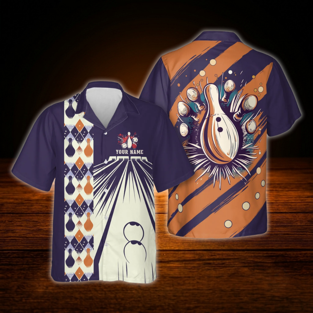 Custom Red Navy Vintage Bowling Hawaiian Shirt Men Women, Custom Vintage Bowling Team Shirt