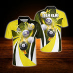 Custom Team Green White Billiard Polo Shirt, Men's Custom Billiard Shirt