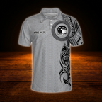Grey Tribal Custom Bowling Polo Shirts For Men, Custom Tribal Bowling Team Shirts