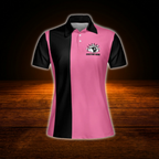 Custom Get Your Mind Out Of The Gutter Black And Pink Bowling Polo Shirts For Women, Custom Funny Bowling Shirts For Women