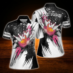 Custom Team Black And White Ladies Bowling Polo Shirts, Custom Bowling Team Shirts Women