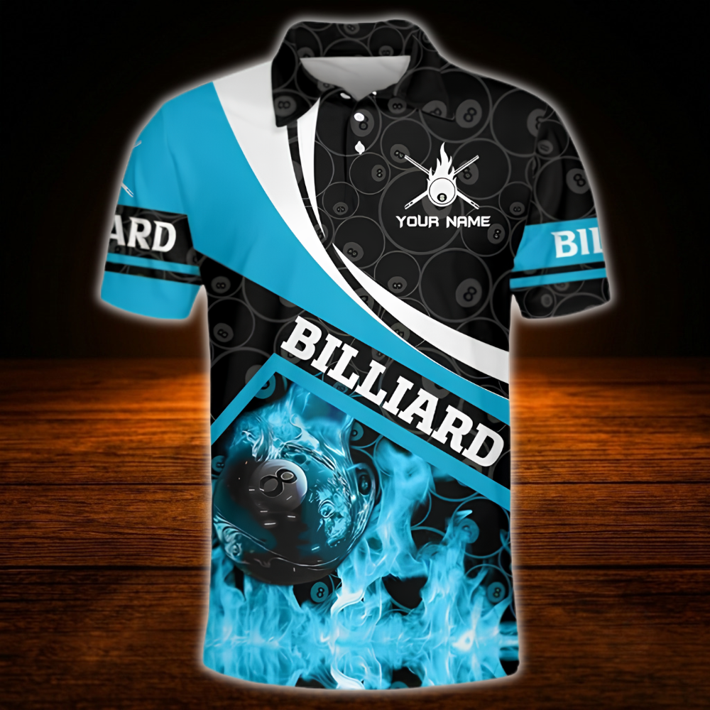 Custom Flaming Red Billiard Polo Shirt For Men, Custom Flame Billiard Shirt Team