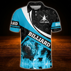 Custom Flaming Red Billiard Polo Shirt For Men, Custom Flame Billiard Shirt Team