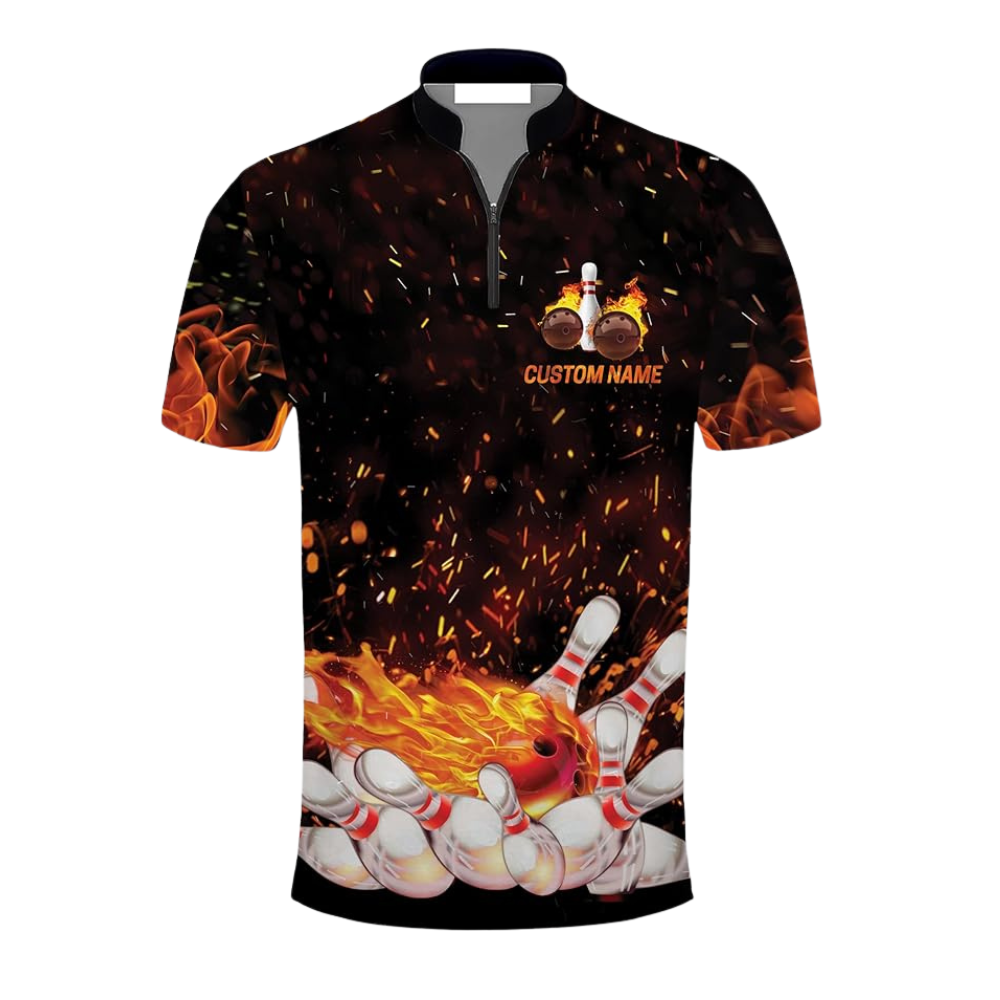 Custom Flame Bowling Jersey Shirts For Men, Custom Flame Bowling Team Shirts BZ0309