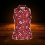 Paisley Red Polo Golf Shirts For Women, Western Golf Shirt For Ladies