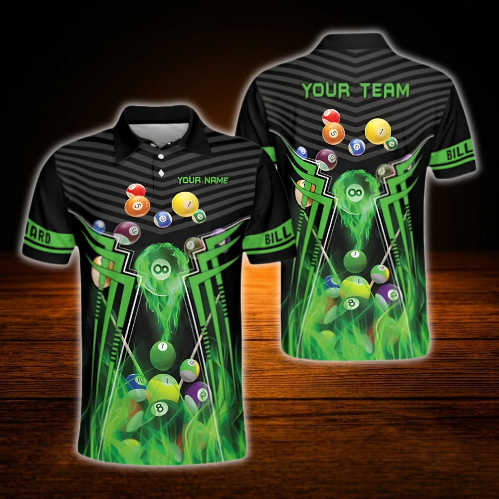Custom Team Black And Red Billiard Polo Shirt For Men, Custom Billiard Shirts