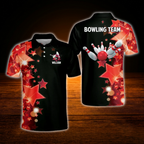 Custom Team Yellow Star Bowling Polo Shirts For Men, Custom Bowling Team Shirts