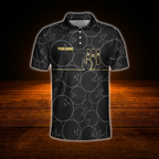 Custom Team Black Mens Bowling Polo Shirts, Custom Team Bowling Shirts